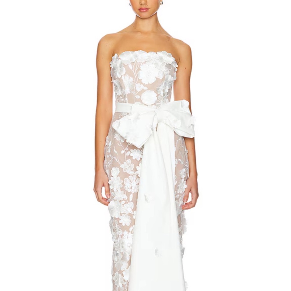 REVOLVE Strapless White Floral Dress